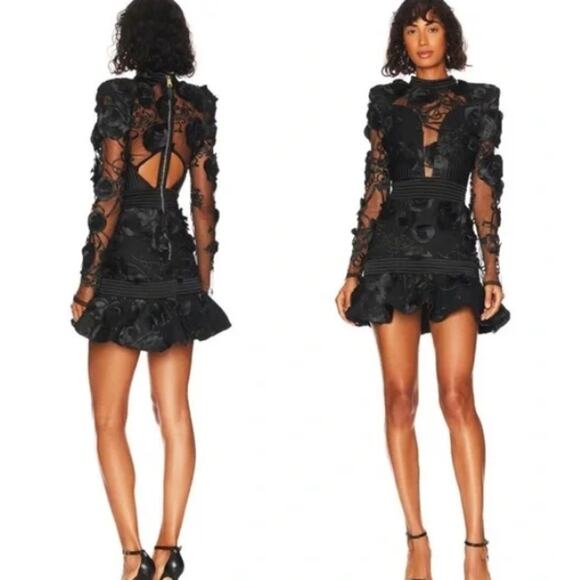 Zhivago THE VENDETTA Embellished Floral Mesh Minidress black size 2 - Picture 12 of 16